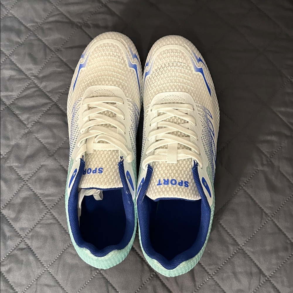 Sporty White and Blue Sneakers